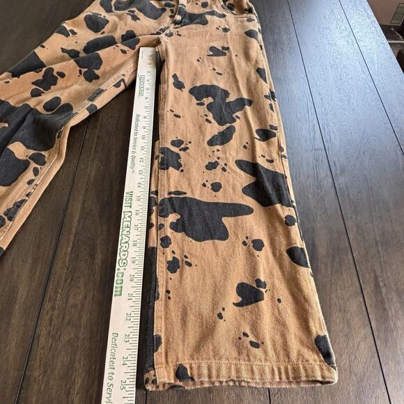Pretty Garbage Cow Print Jeans Size S Brown & Black - Picture 4 of 6